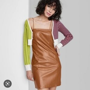 Brown faux leather dress